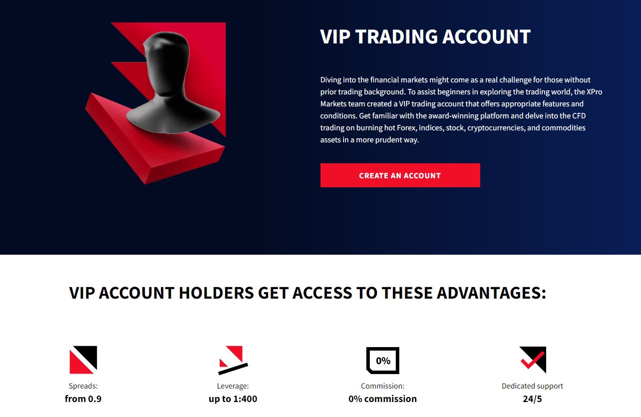 XPro Markets customized trading account types