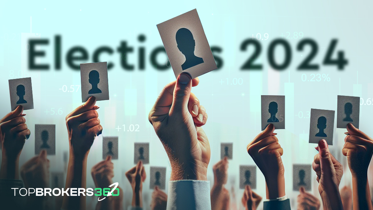 Manos sosteniendo tarjetas de votación con el texto "Elecciones 2024" en el fondo.