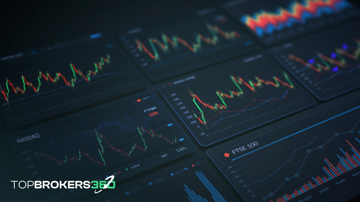 Major world indices like Nasdaq, Dow Jones, FTSE 100, and Nikkei 225 show market performance for global investors.