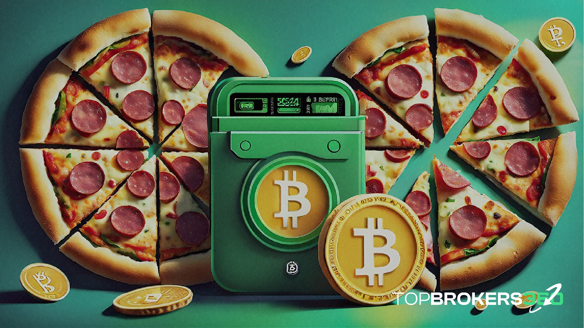 The first Bitcoin transaction on Bitcoin Pizza Day in 2010, where 10,000 BTC was used to buy two pizzas.